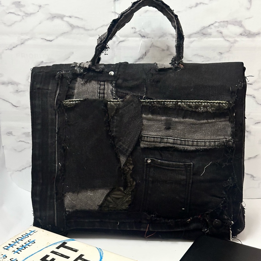 Stylish Black Denim Men's Briefcase